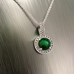 Natural Emerald Diamond Pendant Necklace18" 14k 1.90 TCW Certified $4,950 301448